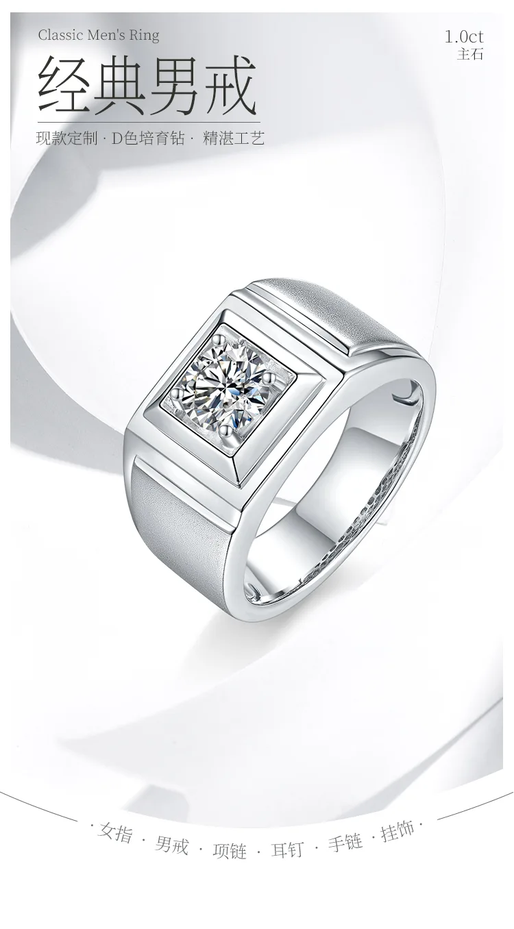 S925 White-Gold-Plated Silver Lab-Grown Diamond Men