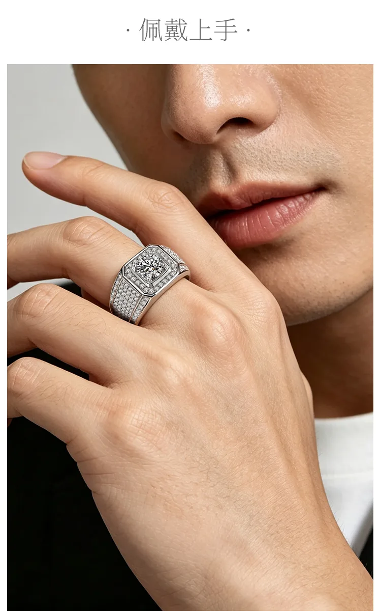 S925 White-Gold-Plated Silver Lab-Grown Diamond Men