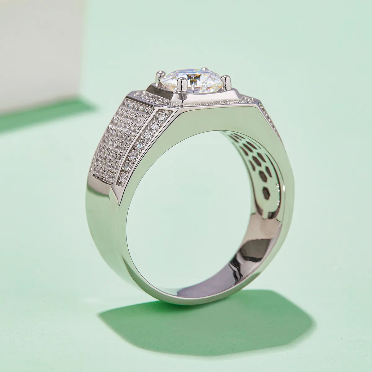S925 White-Gold-Plated Silver Lab-Grown Diamond Men