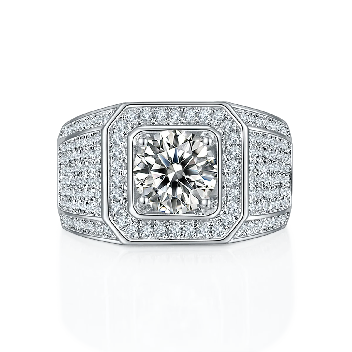 S925 White-Gold-Plated Silver Lab-Grown Diamond Men