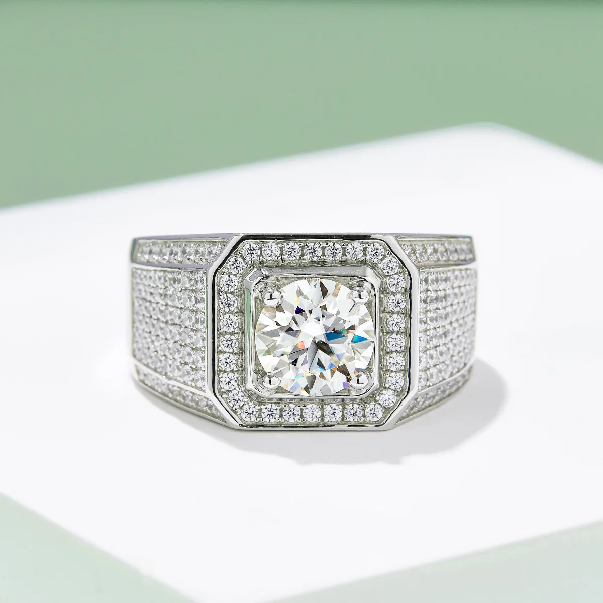 S925 White-Gold-Plated Silver Lab-Grown Diamond Men