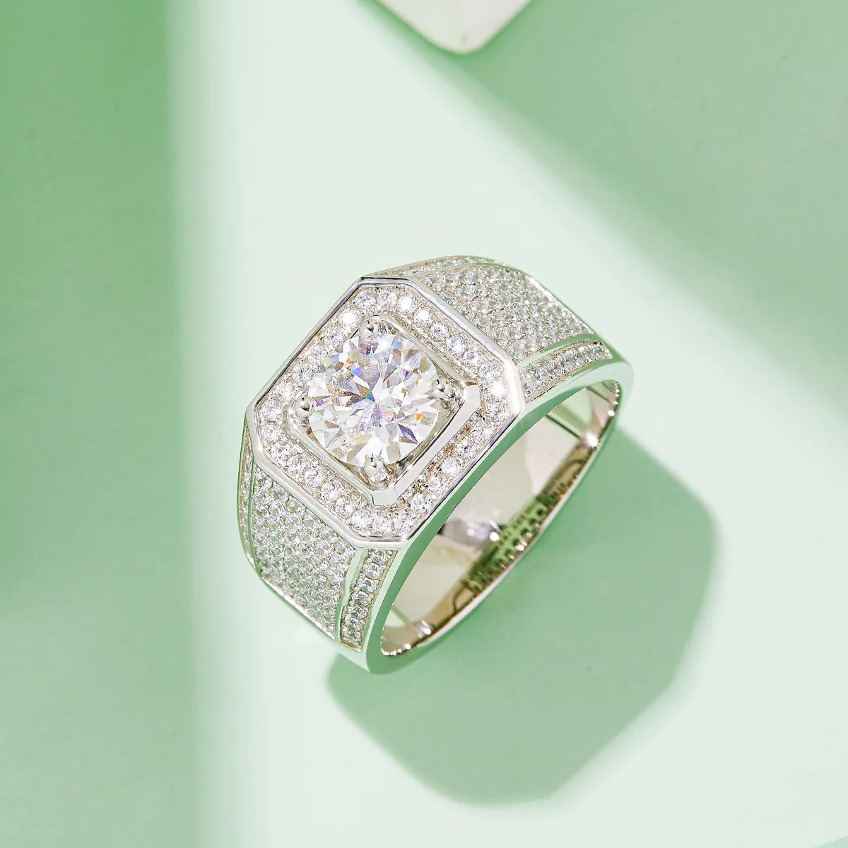 S925 White-Gold-Plated Silver Lab-Grown Diamond Men