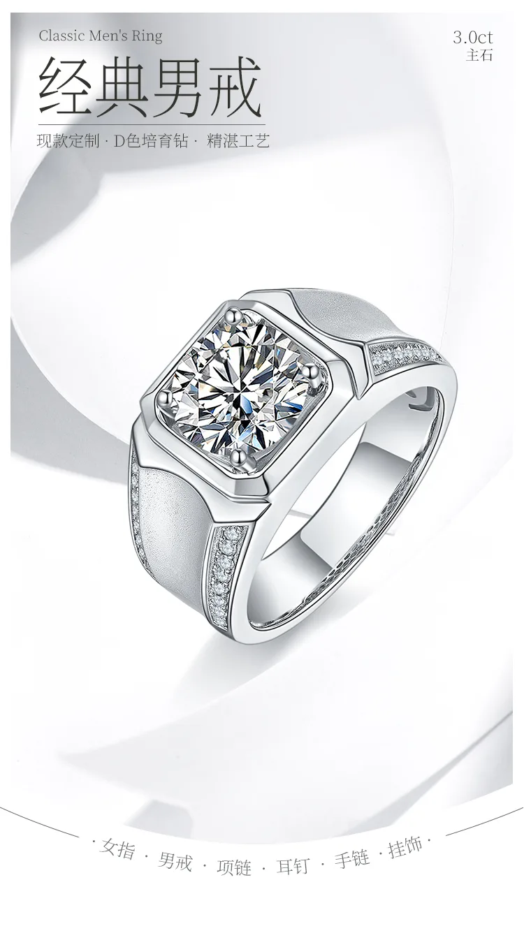 S925 White-Gold-Plated Silver Lab-Grown Diamond Men