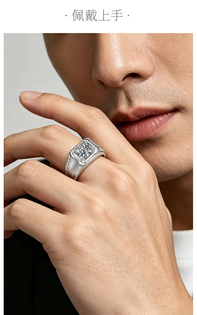 S925 White-Gold-Plated Silver Lab-Grown Diamond Men