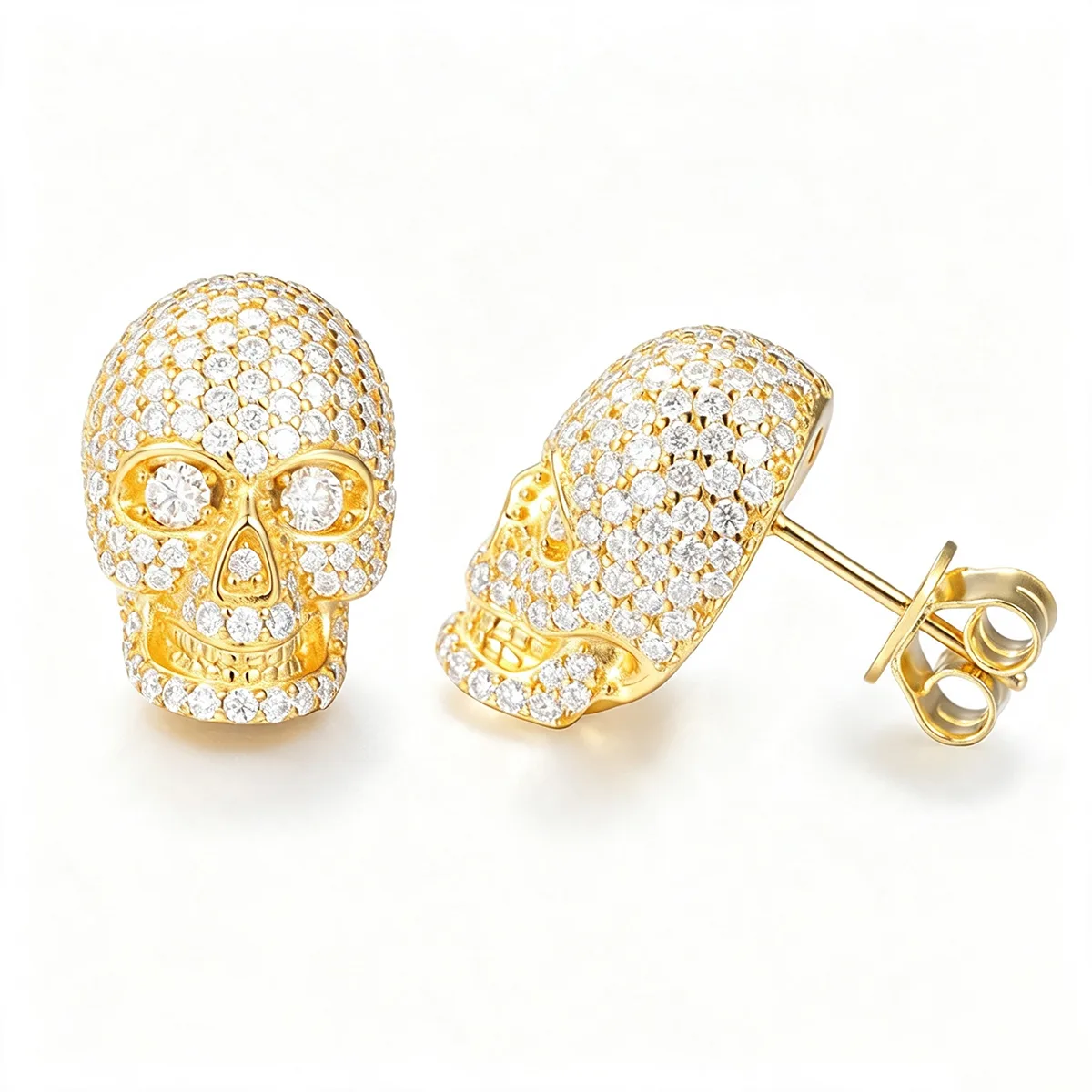 TQE0200 Silver 18K Gold Moissanite Hip-Hop Stud Earrings 3.7ct