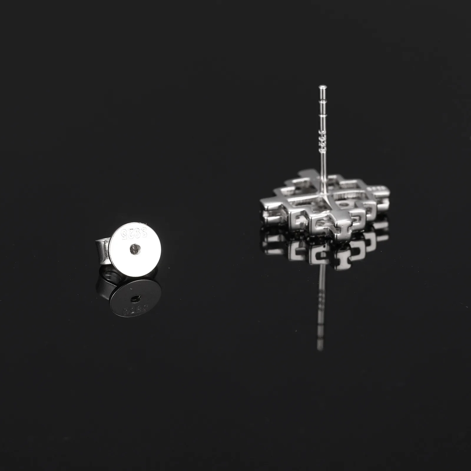 TQE0269 Silver 18K Gold Full Pavé Moissanite Hip-Hop Stud Earrings 0.66ct