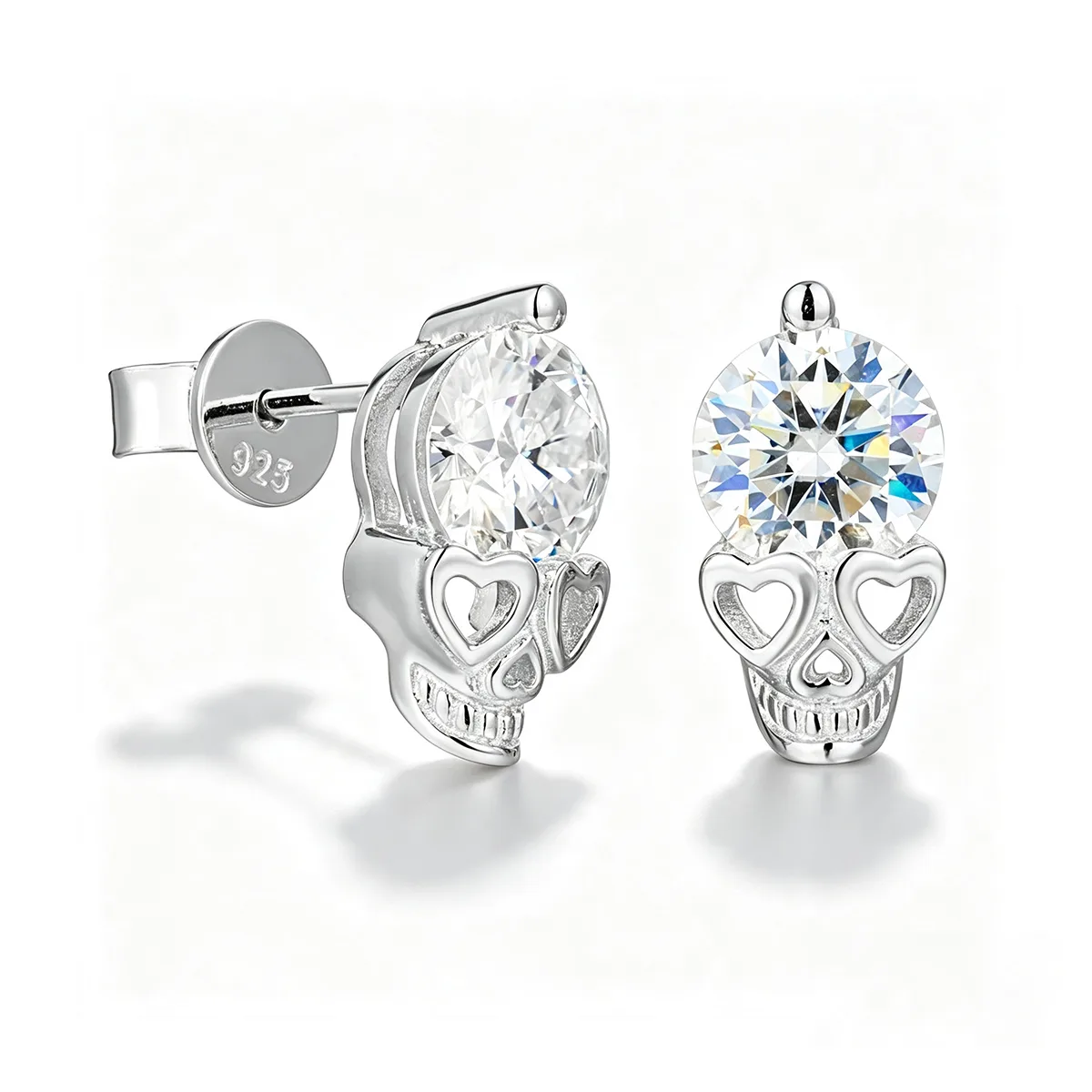 TQE0238 Silver 18K Gold Round Moissanite Hip-Hop Stud Earrings 2.0ct