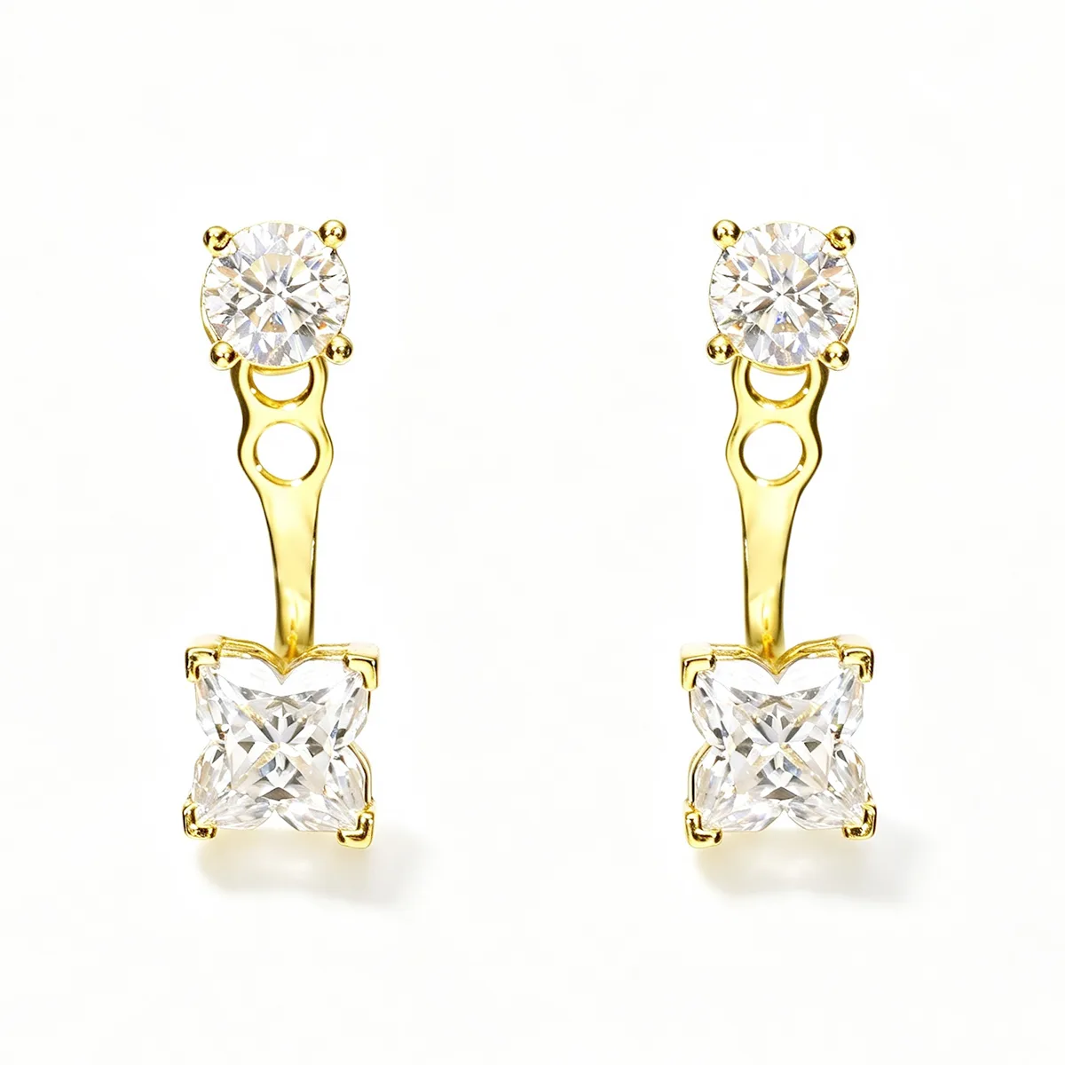 TQE0589 Silver 18K Gold Personality Flower Moissanite Earrings 2.5ct