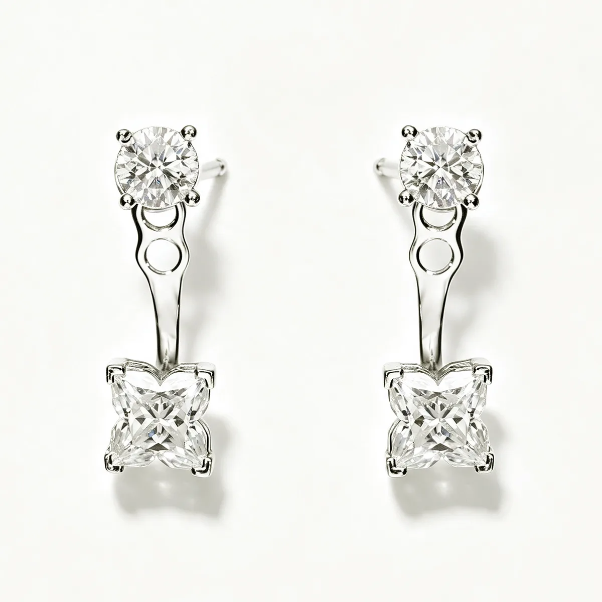 TQE0589 Silver 18K Gold Personality Flower Moissanite Earrings 2.5ct