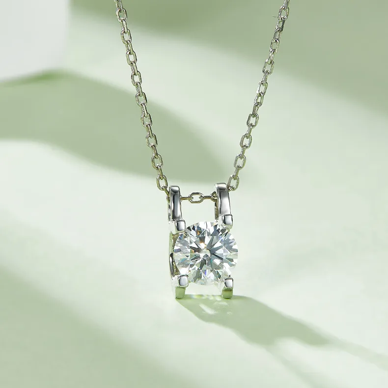 Classic Ox S925 White-Gold-Plated Silver Lab-Grown Diamond Necklace 1-3ct