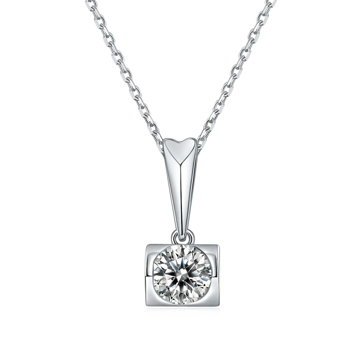 Angel's Kiss S925 White-Gold-Plated Silver Lab-Grown Diamond Necklace 1-3ct