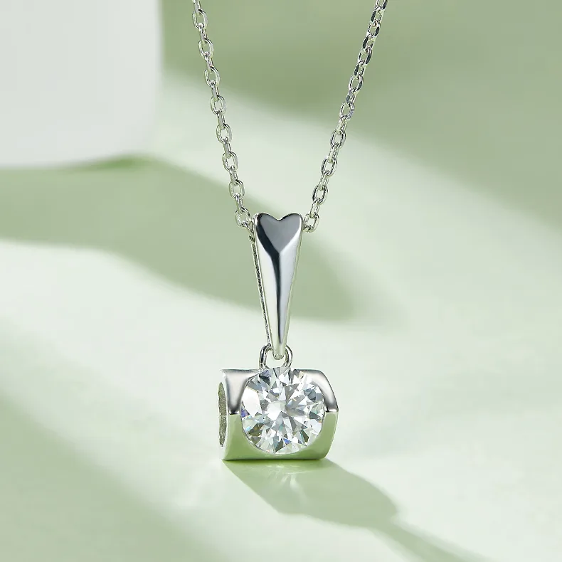 Angel's Kiss S925 White-Gold-Plated Silver Lab-Grown Diamond Necklace 1-3ct