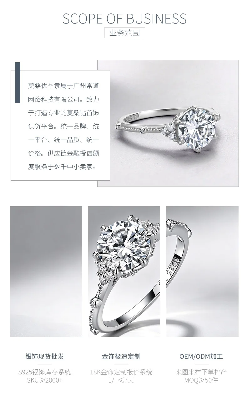R55093 Silver 18K White Gold Round Moissanite Delicate Engagement Ring 2.2ct det
