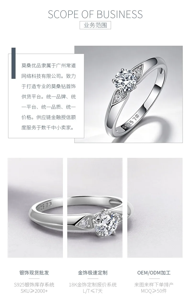 R55121 Silver 18K White Gold Round Moissanite Minimalist Proposal Ring 0.55ct de