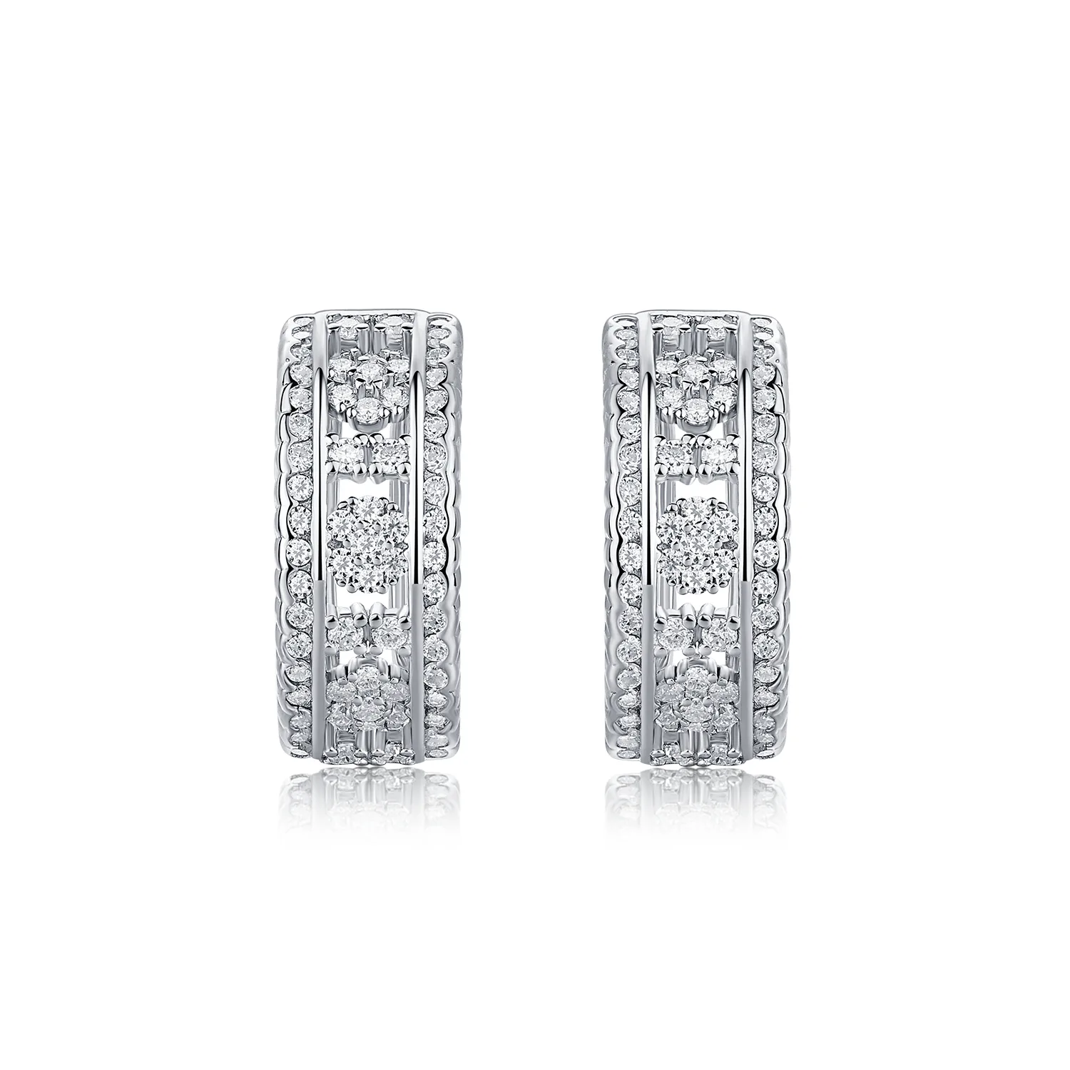E55111 S925 Silver 18K White Gold Moissanite Ear 0.77ct