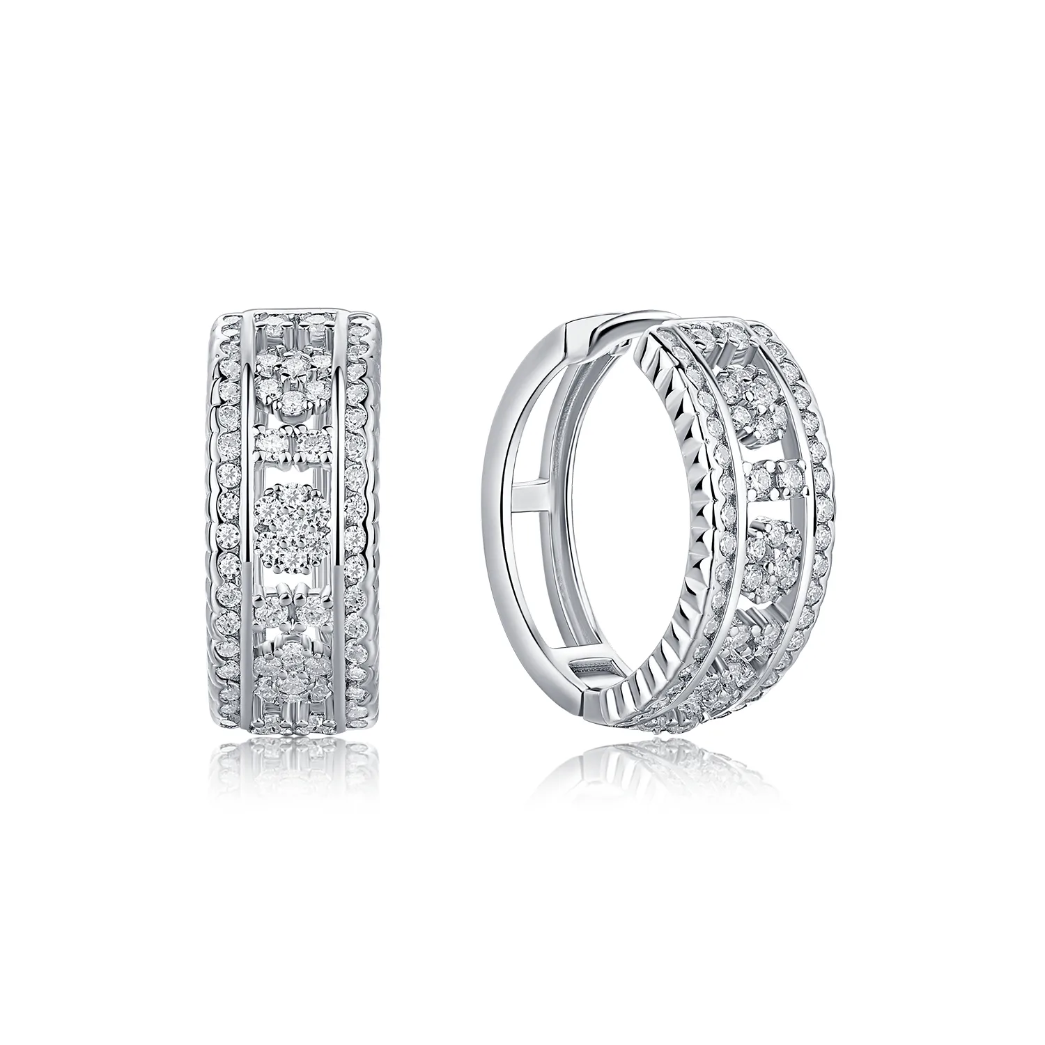 E55111 S925 Silver 18K White Gold Moissanite Ear 0.77ct