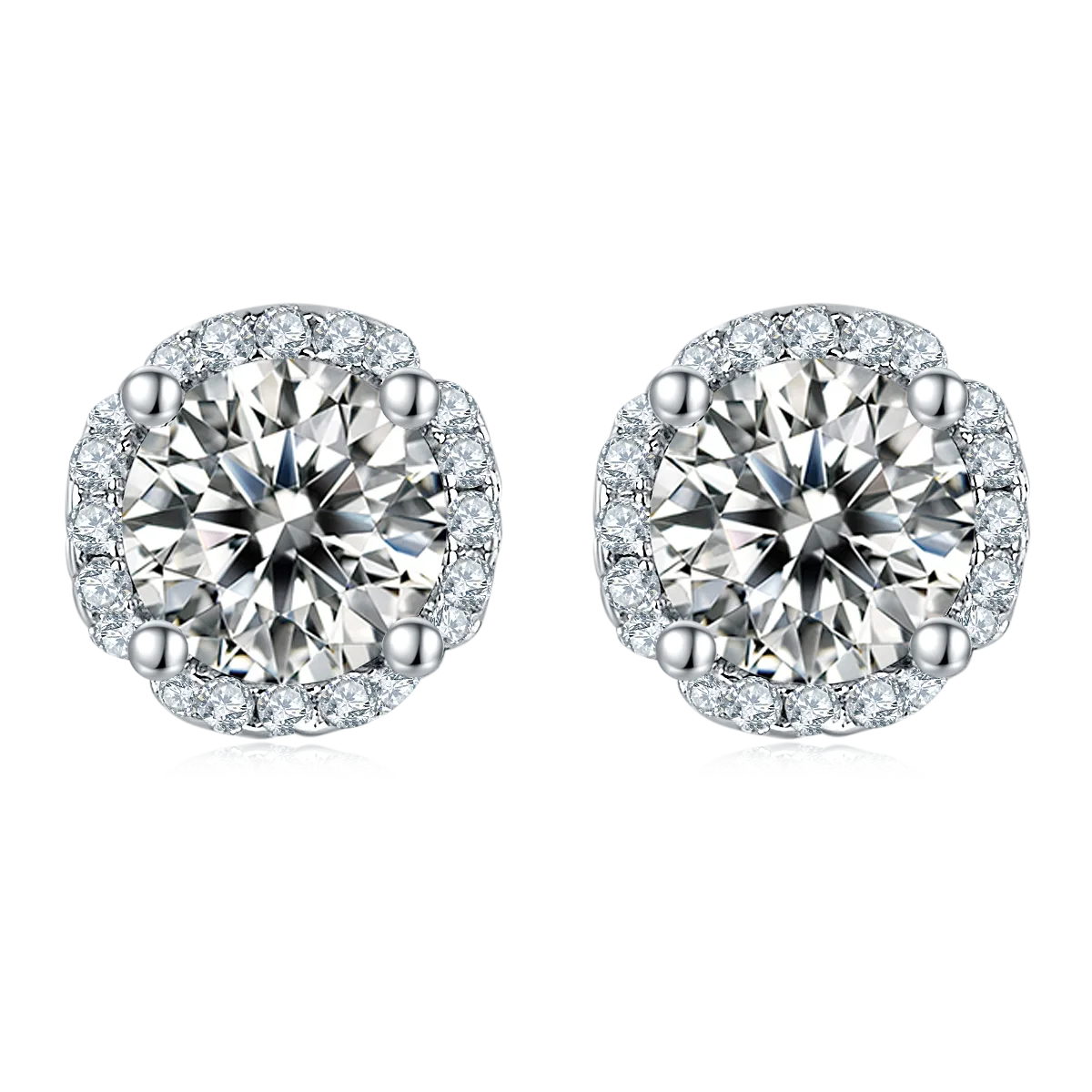 Graceful Years S925 White-Gold-Plated Silver Lab-Grown Diamond Stud Earrings 1-3ct