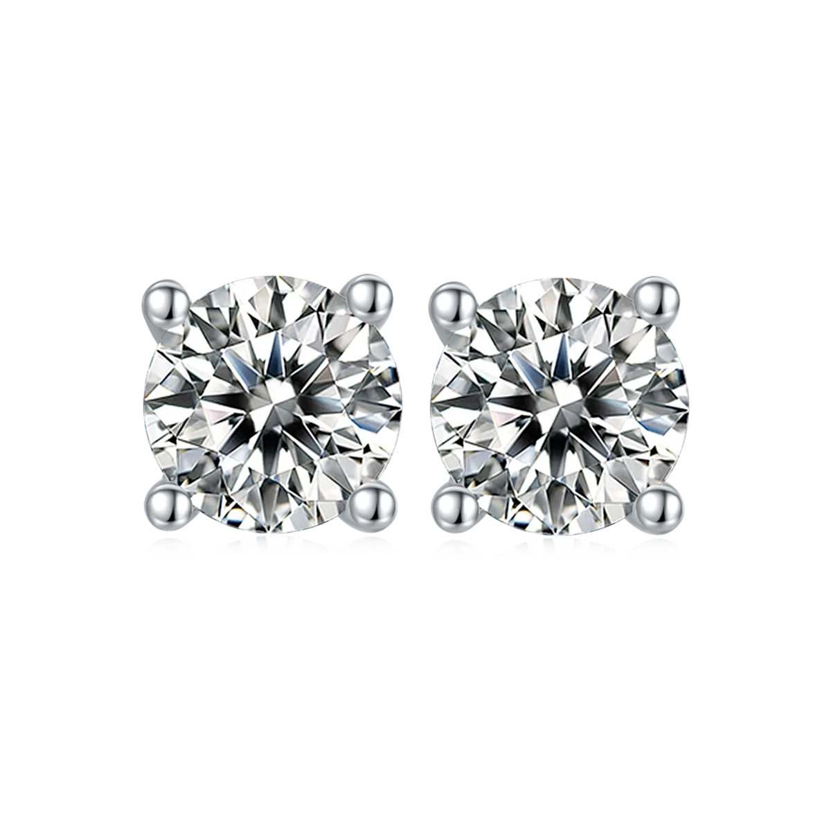 Classic Round S925 White-Gold-Plated Silver Lab-Grown Diamond 1-3ct