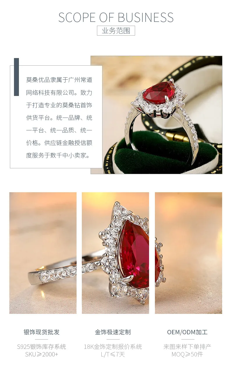 R1522 S925 Silver 18K White Gold Pear Lab-Grown Gemstone Engagement Ring 2.97ct 