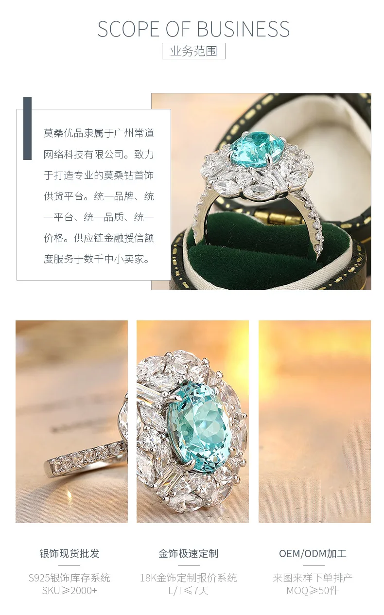 R100108 S925 Silver 18K White Gold Oval Lab-Grown Gemstone Wedding Band 3.72ct d
