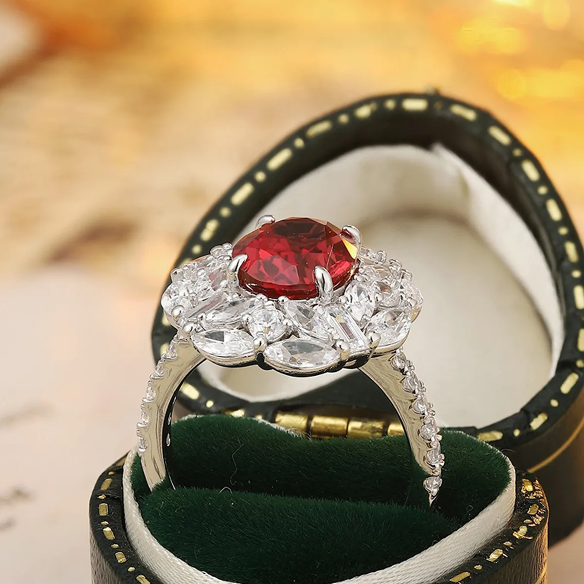 R100108 S925 Silver 18K White Gold Oval Lab-Grown Gemstone Wedding Band 3.72ct