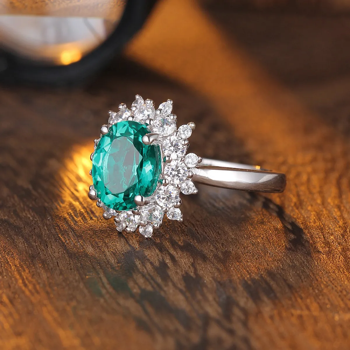 R268 S925 Silver 18K White Gold Oval Lab-Grown Gemstone Wedding Band 2.6ct