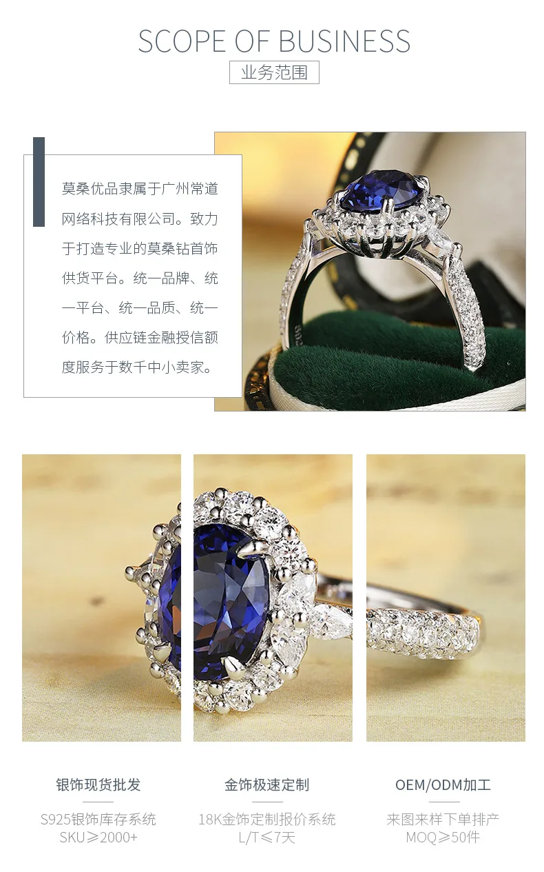 R2188 S925 Silver 18K White Gold Oval Lab-Grown Gemstone Deluxe Wedding Band 2.7
