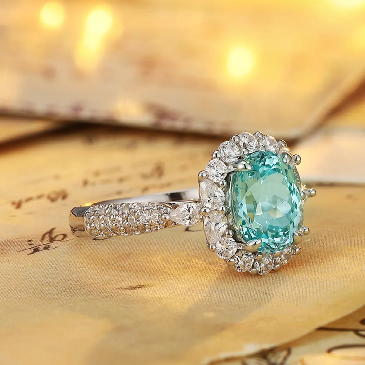 R2188 S925 Silver 18K White Gold Oval Lab-Grown Gemstone Deluxe Wedding Band 2.7ct