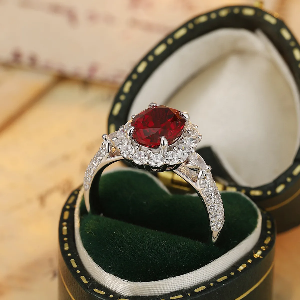 R2188 S925 Silver 18K White Gold Oval Lab-Grown Gemstone Deluxe Wedding Band 2.7ct