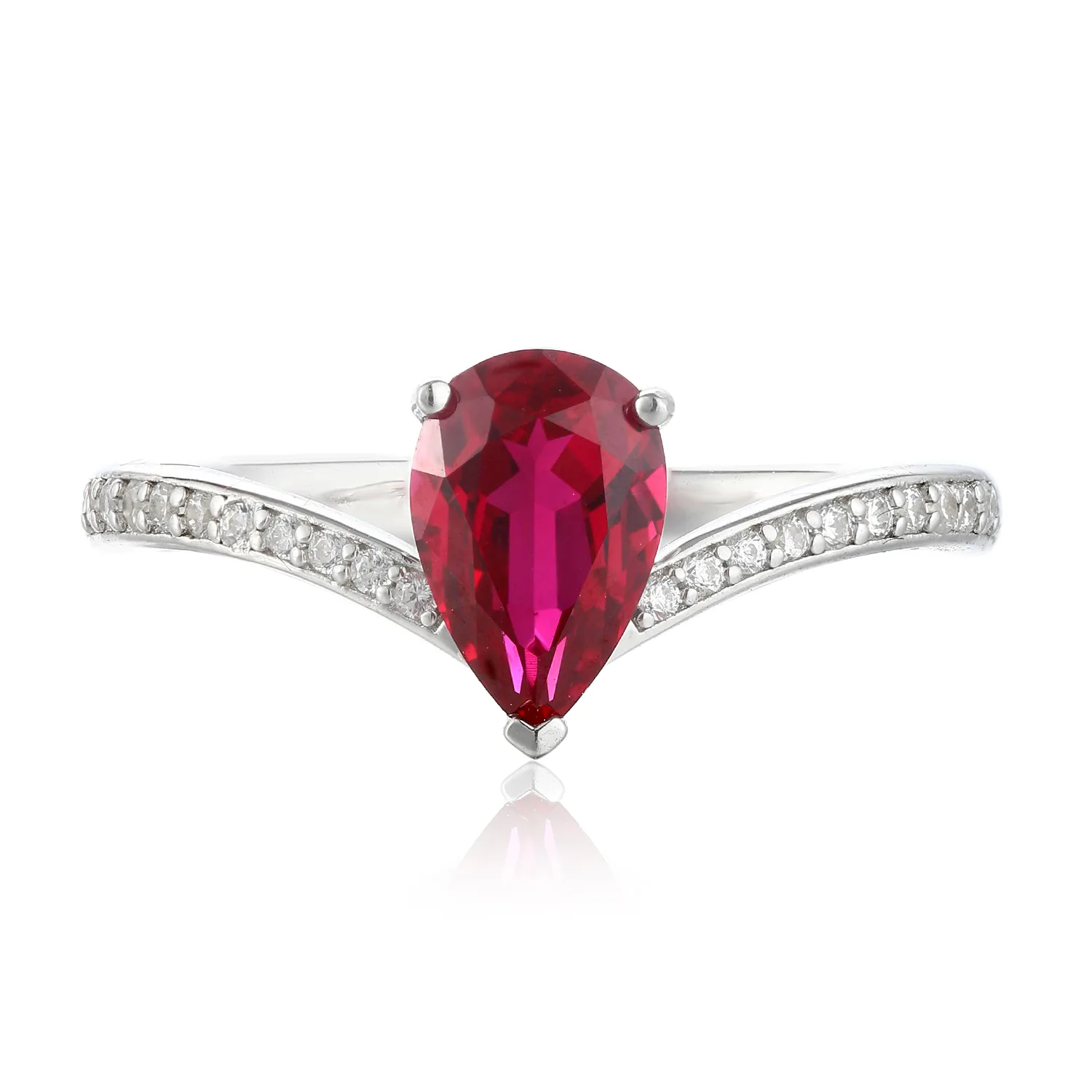 R18376 S925 Silver 18K White Gold Pear Lab-Grown Gemstone Anniversary Ring 1.5ct