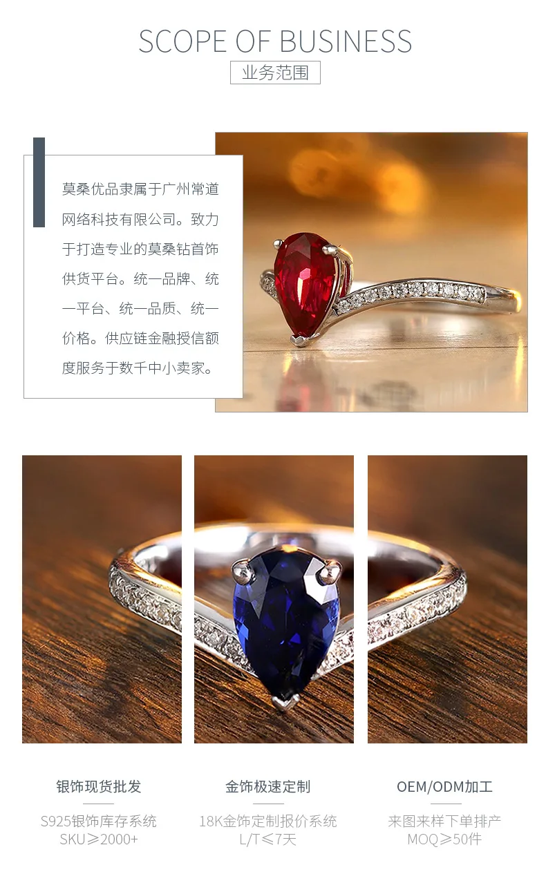 R18376 S925 Silver 18K White Gold Pear Lab-Grown Gemstone Anniversary Ring 1.5ct