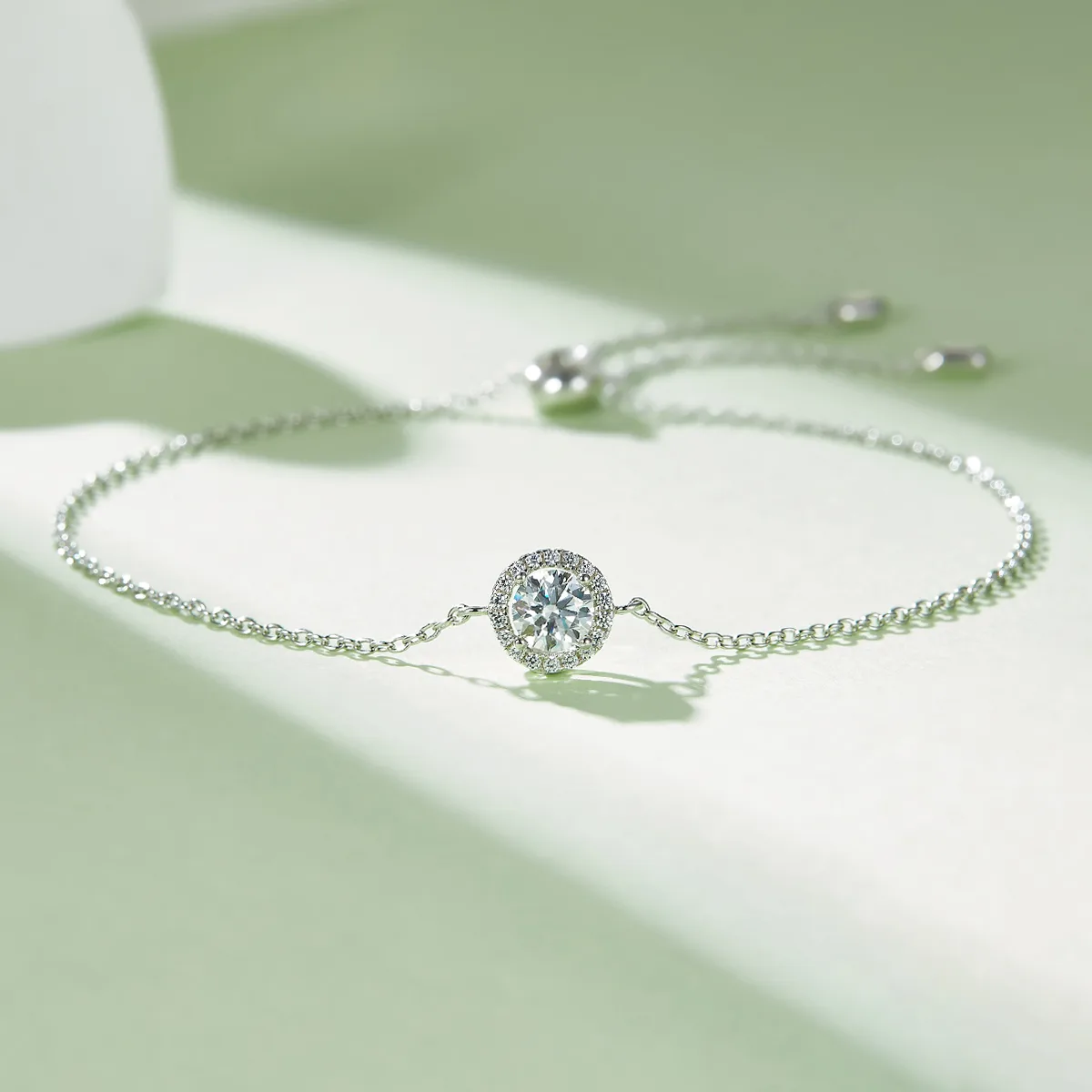Deluxe Round Bezel S925 White-Gold-Plated Silver Lab-Grown Diamond Bracelet 0.5ct