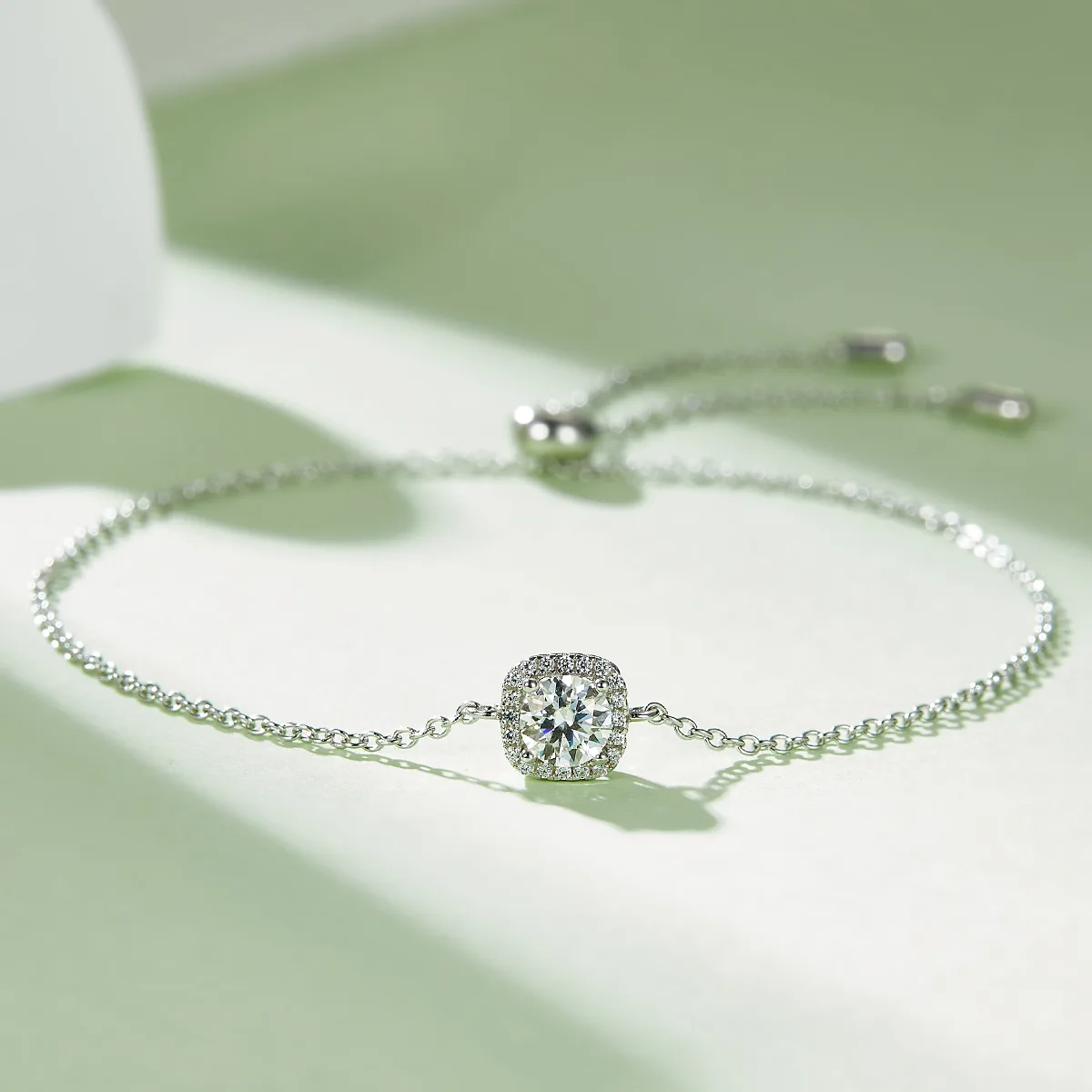 Deluxe Square Bezel S925 White-Gold-Plated Silver Lab-Grown Diamond Bracelet 0.5ct