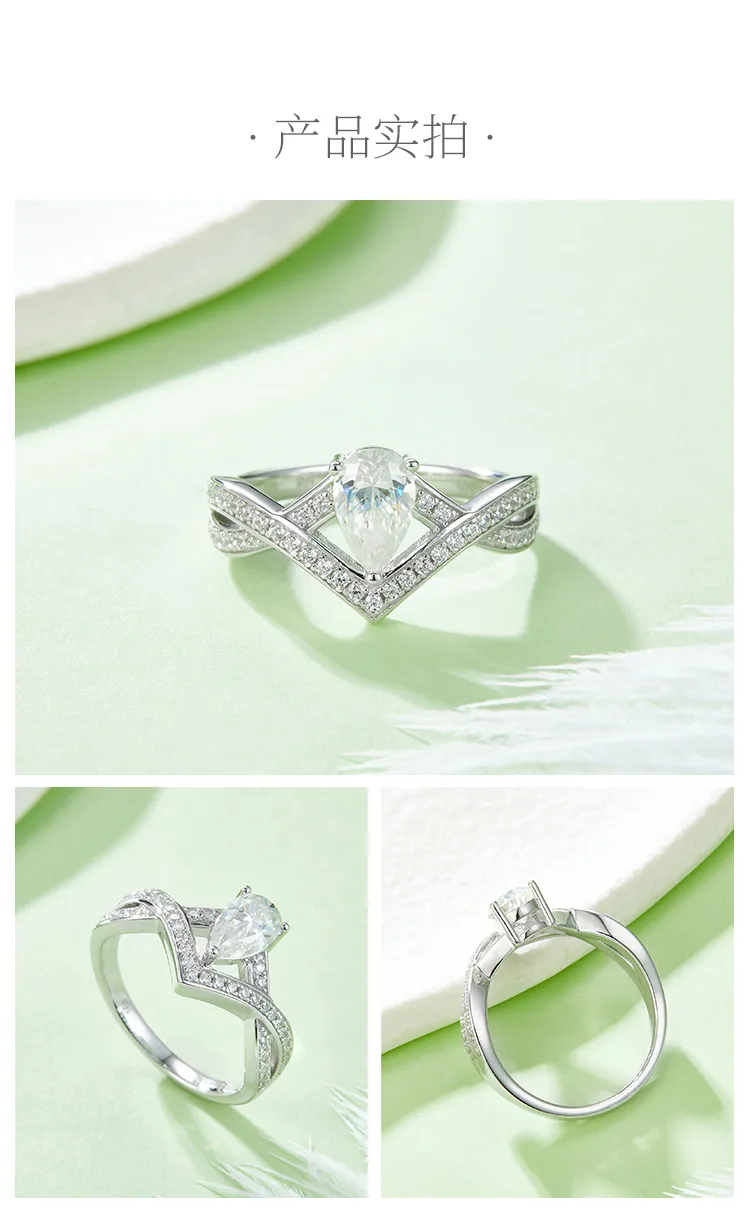 V Teardrop S925 White-Gold-Plated Silver Lab-Grown Diamond Women