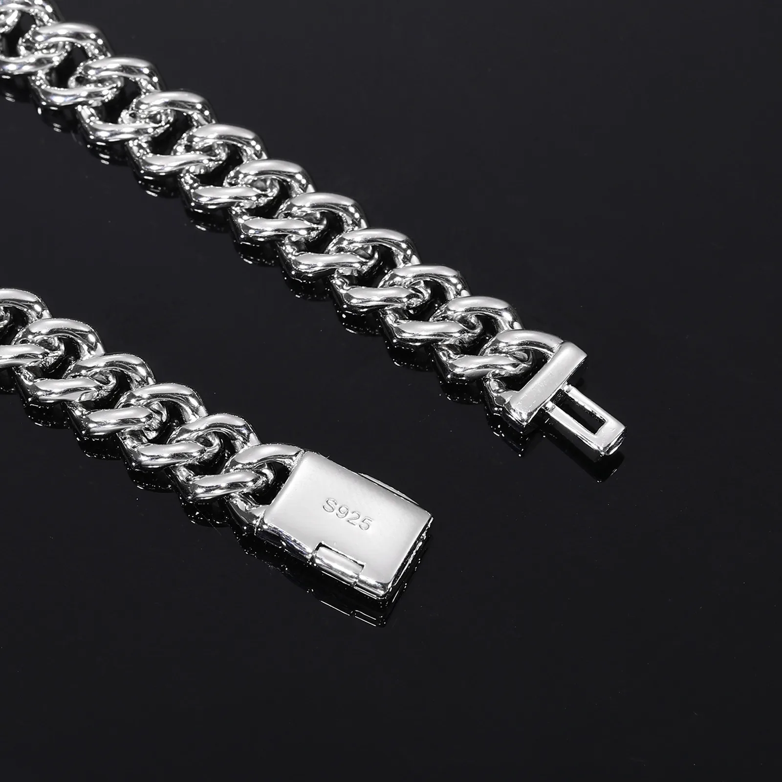 TQB0183 S925 Silver 18K White Gold Full Pavé Moissanite Cross Hip-Hop Cuban Bracelet 8.4ct